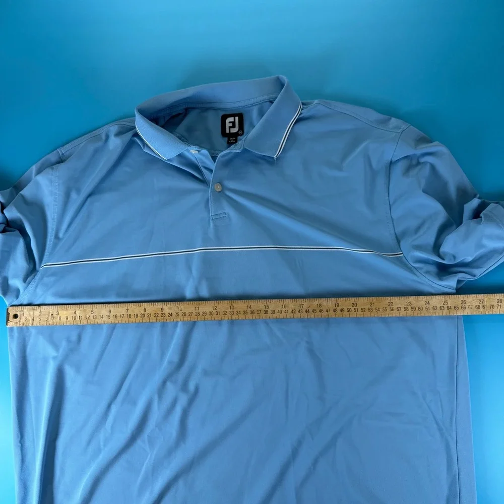 FootJoy ProDry Mens 2XL Blue Chest Stripe Performance Golf Polo Shirt 29578